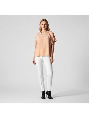 Trendsetter Blush Pink V-Neck blouse cold shoulder Top size XXL casual wear